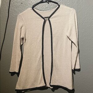 Cream Cardigan with Black Trim